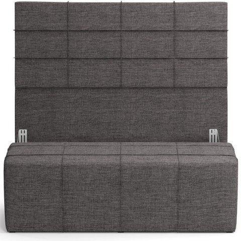 Kit Cabeceira Cama Box King 195cm com Calçadeira Roma W01 Linho Cinza Escuro - Lyam Lyam Decor