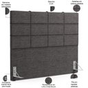 Ver imagem 4 de Kit Cabeceira Cama Box King 195cm com Calçadeira Roma W01 Linho Cinza Escuro - Lyam Lyam Decor