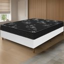 Ver imagem 1 de Cama Box Branca + Colchão Viúva Andes Preto Bordado Espuma D20 128x188x49cm