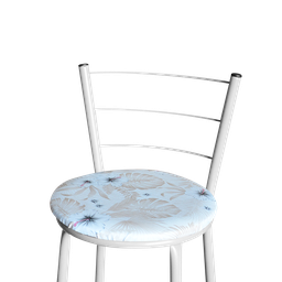 Banqueta Alta Branca para Cozinha com Assento Estampado:floral Areia - 4