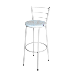 Banqueta Alta Branca para Cozinha com Assento Estampado:floral Areia - 1