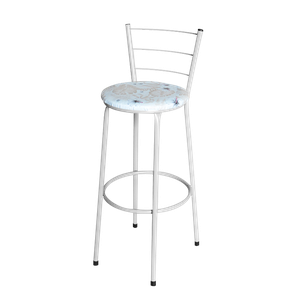 Banqueta Alta Branca para Cozinha com Assento Estampado:floral Areia
