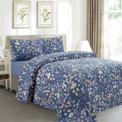 Jogo de Cama 300 Fios Estampado Solteiro 3 peças Botanic Floral