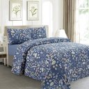 Ver imagem 1 de Jogo de Cama 300 Fios Estampado Solteiro 3 peças Botanic Floral