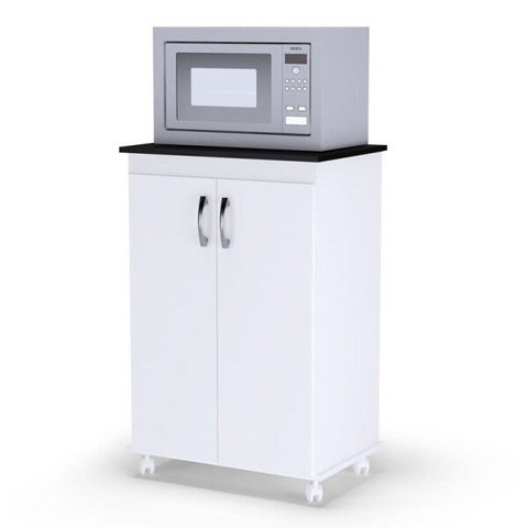 Balcão Armário para Cozinha Vitória Branco 2 Portas com Tampo Onix Ajl Móveis