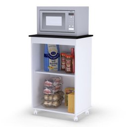 Balcão Armário para Cozinha Vitória Branco 2 Portas com Tampo Onix Ajl Móveis - 3
