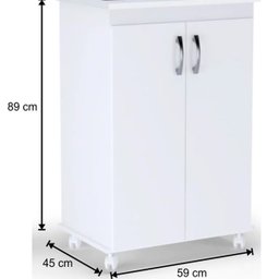 Balcão Armário para Cozinha Vitória Branco 2 Portas com Tampo Onix Ajl Móveis - 5