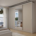 Ver imagem 3 de Guarda-Roupa Casal Mônaco 3 Portas 4 Gavetas com Espelho Branco/Creme - Panorama Móveis