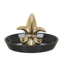 Ver imagem 1 de Porta-Anel em Cerâmica Flor de Lis Preto e Dourado 10,5X13,5Xcm - Rossi Decor