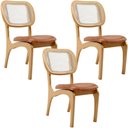 Ver imagem 1 de Kit 3 Cadeiras para Sala de Jantar Cozinha Estofada e Tela Mariah L02 Couríssimo Camel - Lyam Decor