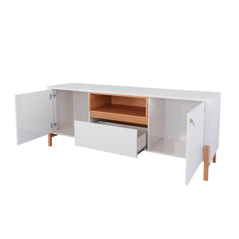 Rack Gliss para Tv até 75 Polegadas 2 Portas 1 Gaveta Off White/jequitibá - Lukaliam
