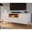 Ver imagem 3 de Rack Gliss para Tv até 75 Polegadas 2 Portas 1 Gaveta Off White/jequitibá - Lukaliam