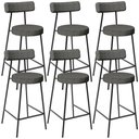 Ver imagem 1 de Kit 06 Banquetas Baixa para Cozinha Sala de Jantar Bar Bancada Milão L02 Linho Mescla Chumbo - lyam