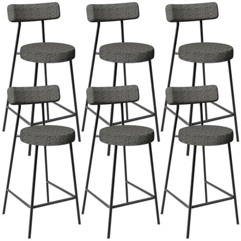 Kit 06 Banquetas Baixa para Cozinha Sala de Jantar Bar Bancada Milão L02 Linho Mescla Chumbo - lyam 