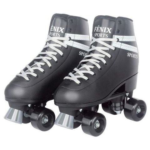 Roller Patins Infantil 4 Rodas - 3 Tamanhos Com Ajuste 31-42 - Preto - 31-34