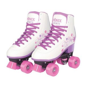 Roller Patins Infantil 4 Rodas - 3 Tamanhos Com Ajuste 31-42 - Branco - 31-34