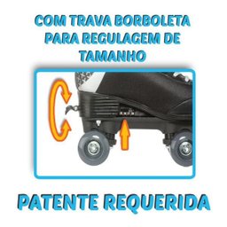 Roller Patins Infantil 4 Rodas - 3 Tamanhos Com Ajuste 31-42 - Azul claro - 31-34 - 2