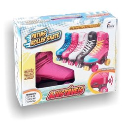 Patins Roller Infantil 4 Rodas - 3 Tamanhos Com Ajuste 31-42 - Branco - 35-38 - 3