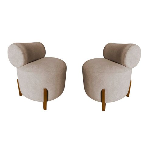 Kit 2 Poltronas Decorativa Mônaco Suede Bege