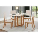 Ver imagem 1 de Conjunto: Mesa Sala Jantar Natalí C/ Tampo Madeirado C/ Vidro Curvo 120x80cm e 4 Cadeiras Milla
