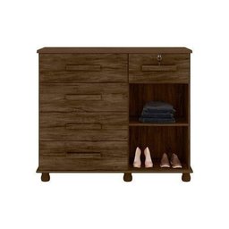 Cômoda com chave Ibiza Plus 1 Porta 5 Gavetas - Lanza: Jacarandá - 3