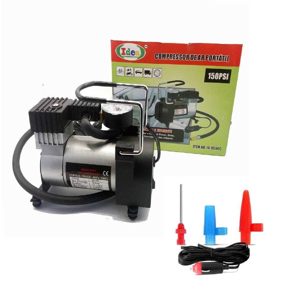 Mini Compressor de Ar Automotivo para pneu e infláveis Portátil veicular 12 volts 150PSI