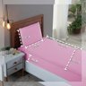 Kit Jogo de Lençol Solteiro 2 Peças 300 Fios Algodão Infantil com Elástico:rosa Bebe - 3