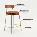 Ver imagem 3 de Banqueta Cozinha Média Encosto Castanho KIT4 Industrial Dourado Londrina PU D03 - D'Rossi