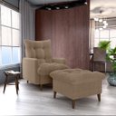 Ver imagem 1 de Conjunto P/ Sala Montreal 1 Poltrona Decorativas e 1 Puff Bouclê Marrom - Matrix