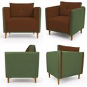 Ver imagem 2 de Kit 2 Poltronas Aviv para Sala Escritório Recepção Linho Terracota Premium Easy Clean Corino Verde P