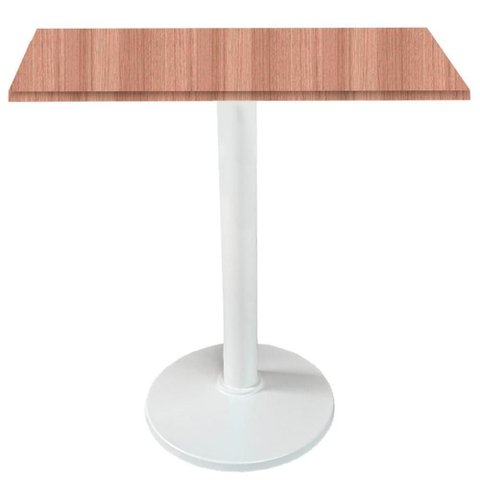 Mesa Zeta Ferro Branco 75 Cm (alt) Disco Redondo Tampo Mdp Quadrado 80 Cm Larg X 2,50 Cm Alt Noce