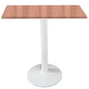 Ver imagem 1 de Mesa Zeta Ferro Branco 75 Cm (alt) Disco Redondo Tampo Mdp Quadrado 80 Cm Larg X 2,50 Cm Alt Noce