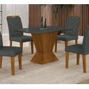 Ver imagem 1 de Mesa Larissa 1,20 Freijó Tampo Chumbo C/vidro 4 Cadeiras