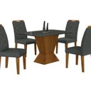 Ver imagem 2 de Mesa Larissa 1,20 Freijó Tampo Chumbo C/vidro 4 Cadeiras