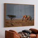 Ver imagem 1 de Quadro Decorativo Elefante na Savana em Moldura Caixa Tacolado Moldura Trad 1cm Madeira Escura com V