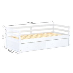Cama Solteiro Dreams com 02 Gavetas Madeira Maciça Branco Megamobilia - 3