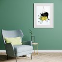 Ver imagem 2 de Quadro Gato e Plantas - 60x48cm:madeira Branca