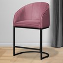 Ver imagem 2 de Poltrona Banqueta Decorativa Luxo Mia Base Metal Preta Veludo - Estopar Poltrona Mia Veludo Rosa Chi