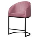 Ver imagem 1 de Poltrona Banqueta Decorativa Luxo Mia Base Metal Preta Veludo - Estopar Poltrona Mia Veludo Rosa Chi