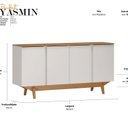 Ver imagem 3 de Buffet Aparador MDF 4 Portas 160cm com Pés em Madeira Maciça Yasmin