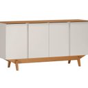 Ver imagem 2 de Buffet Aparador MDF 4 Portas 160cm com Pés em Madeira Maciça Yasmin