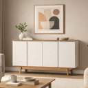 Ver imagem 1 de Buffet Aparador MDF 4 Portas 160cm com Pés em Madeira Maciça Yasmin