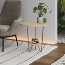 Ver imagem 1 de Mesa Lateral Redonda Industrial Italy Ferro Cobre e Tampo Off-white