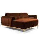 Ver imagem 1 de Sofá 3 Lugares com Chaise Base de Madeira Euro 2,30M Veludo Telha - Gran Belo