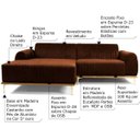 Ver imagem 2 de Sofá 3 Lugares com Chaise Base de Madeira Euro 2,30M Veludo Telha - Gran Belo