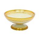 Ver imagem 1 de Centro de Mesa Bnadeja Decorativo Branco com Detalhes em Dourado para Frutas Sobremesas - 15x31cm