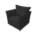 Ver imagem 3 de Kit 2 Poltronas Decorativa Isis Suede Preto Pés Madeira Mz Decor