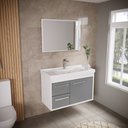 Ver imagem 2 de Kit Gabinete Banheiro Armario Cuba Pia com Espelheira - Potenza 63 Cm