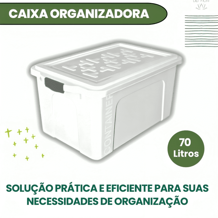 Caixa Plastica Organizadora 70 Litros Multiuso Branca com Tampa Documentos Brinquedos Roupas Sapatos - 6