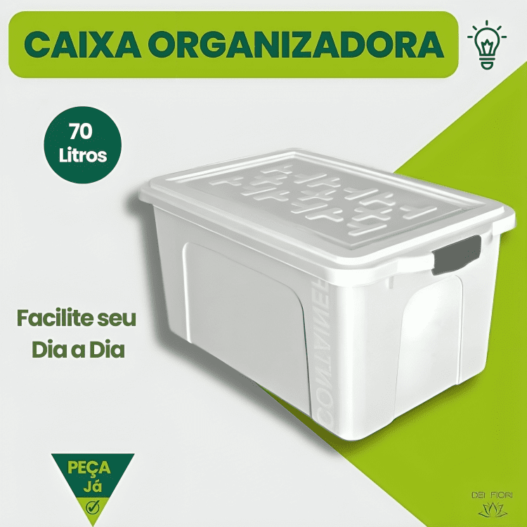 Caixa Plastica Organizadora 70 Litros Multiuso Branca com Tampa Documentos Brinquedos Roupas Sapatos - 7